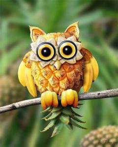 1 Love this yello banana pineapple owl