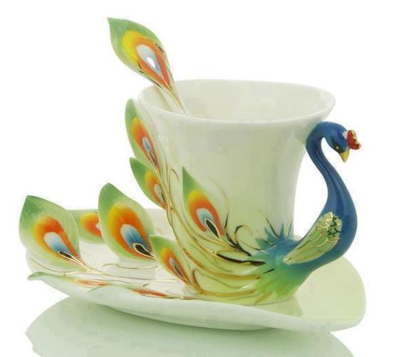 peacock cup dish